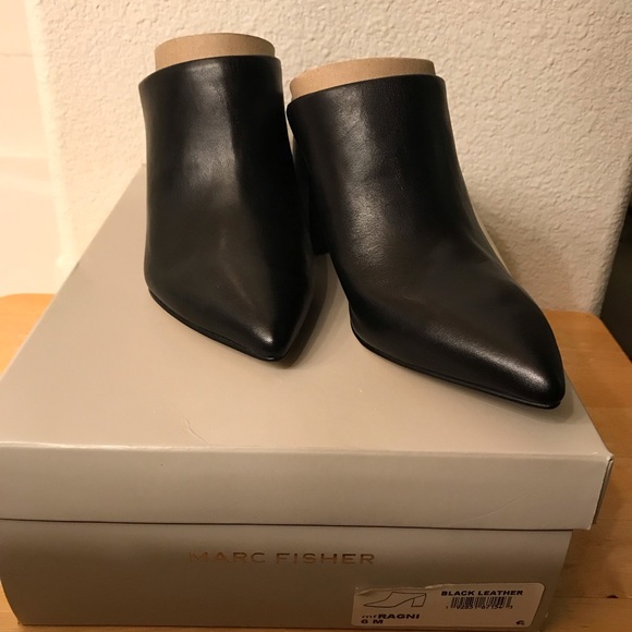 Marc Fisher Black Leather Mules - Picture 5 of 5